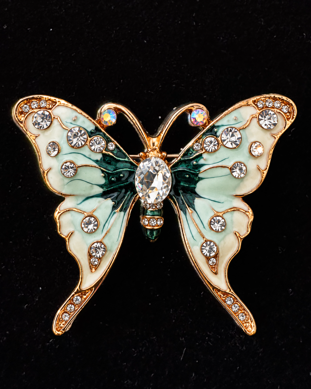 The Emerald Nocturne — Jewelled Butterfly Brooch