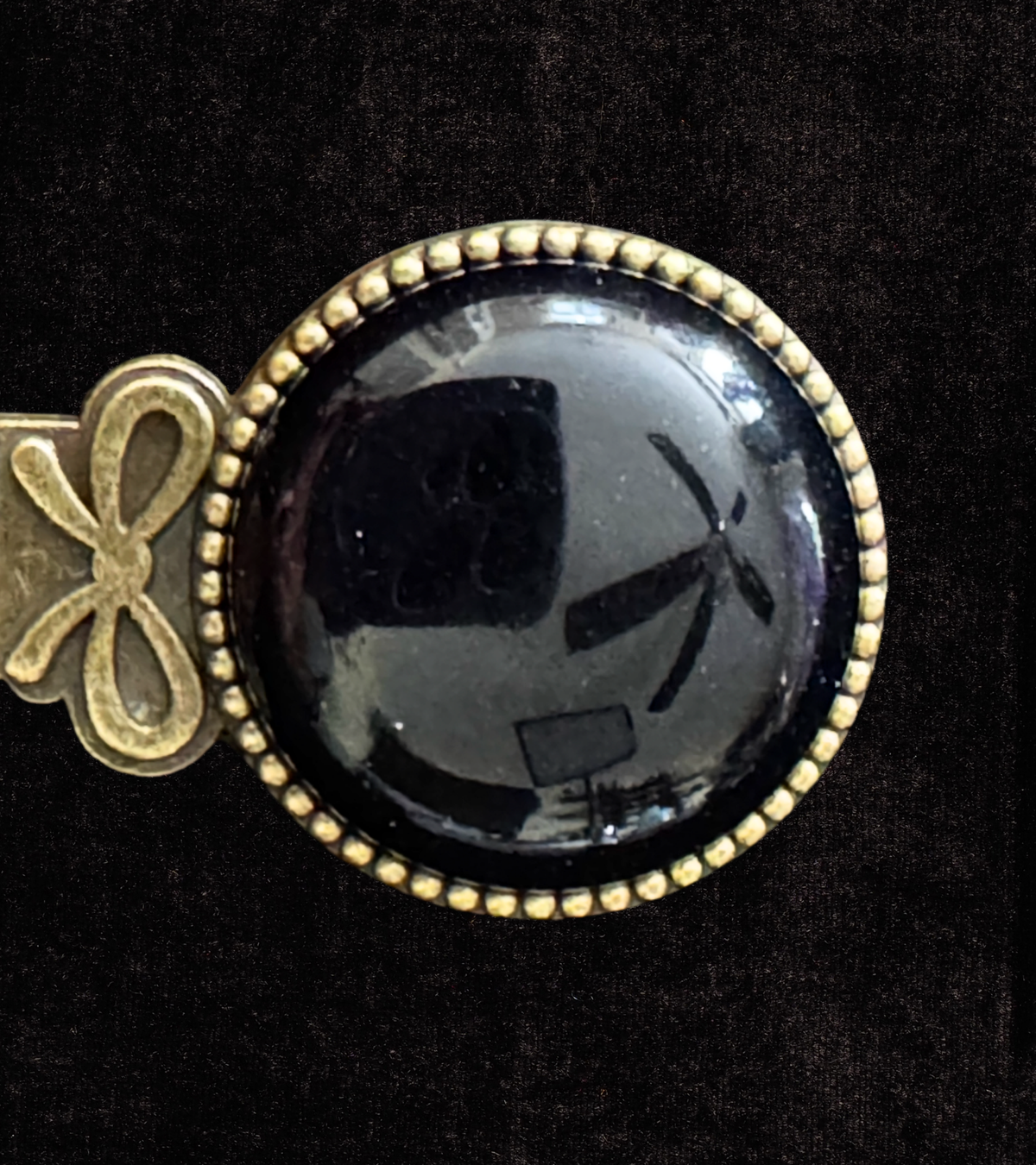 Starlight in the Veil — Black Goldstone Vintage Style Bookmark