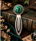 The Verdant Veil — Malachite Vintage Style Bookmark