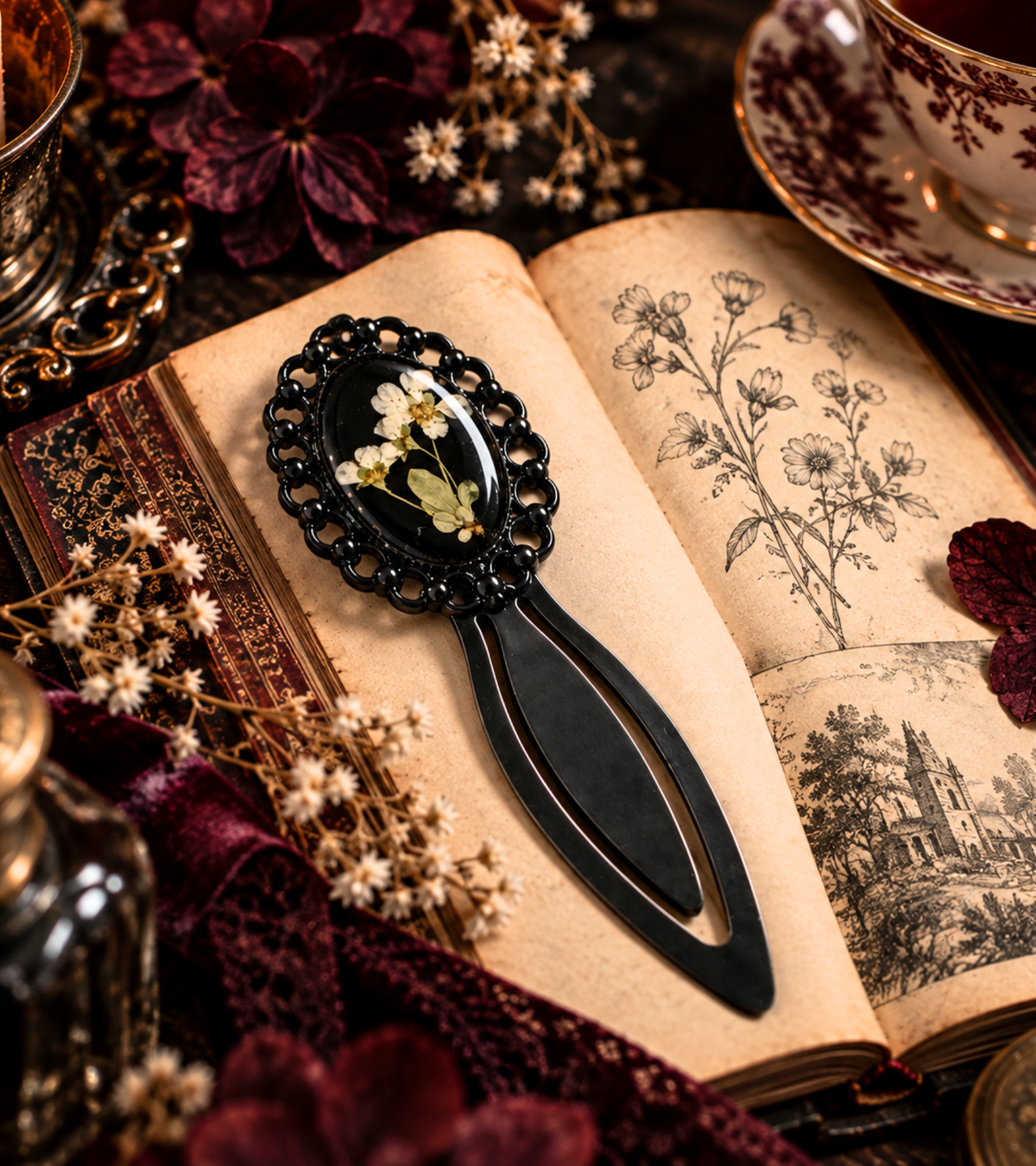 Never Forgotten — Pressed Forget-Me-Not Resin Bookmark