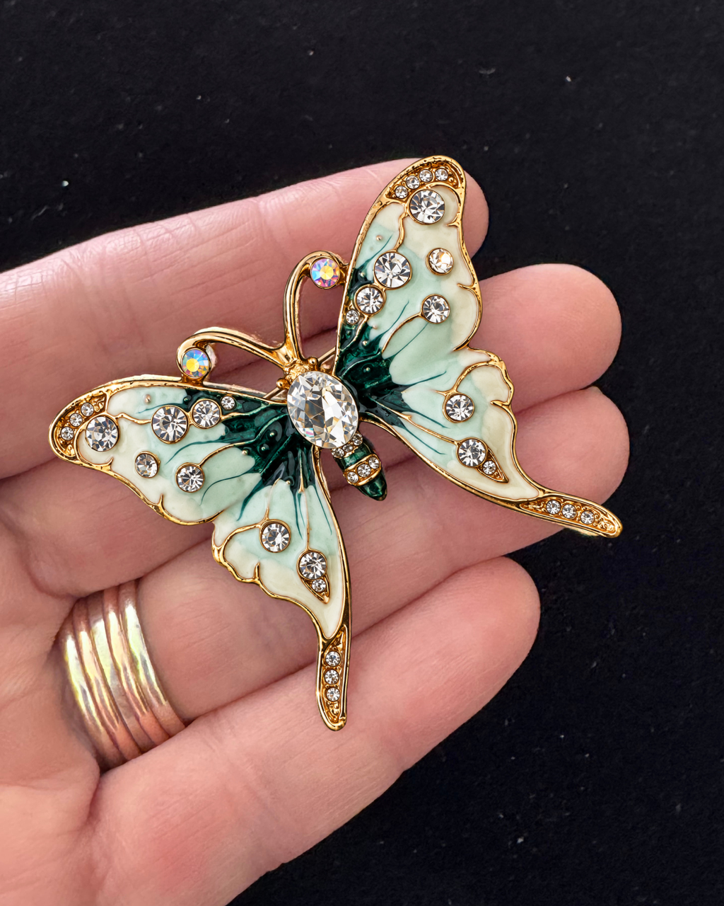 The Emerald Nocturne — Jewelled Butterfly Brooch