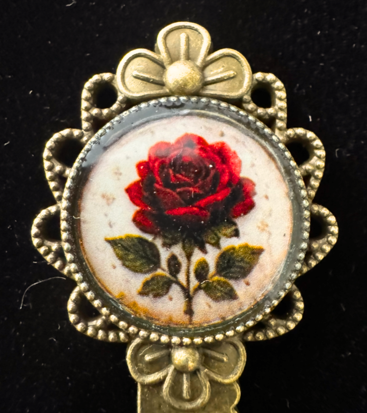 Rose Between the Pages — Resin Vintage Style Bookmark