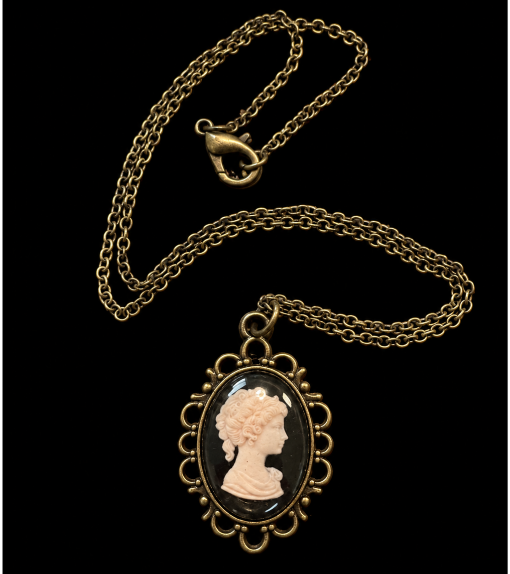 Lady in Black - Vintage Inspired Cameo Pendant Necklace