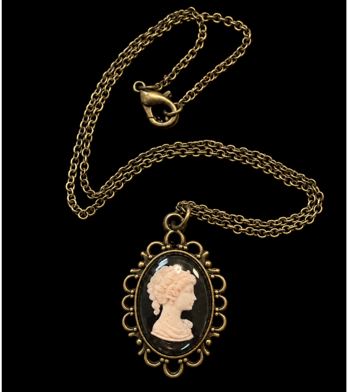 Lady in Black - Vintage Inspired Cameo Pendant Necklace