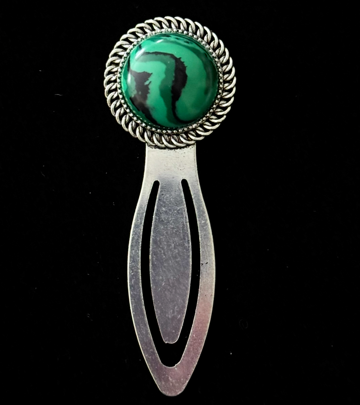 The Verdant Veil — Malachite Vintage Style Bookmark