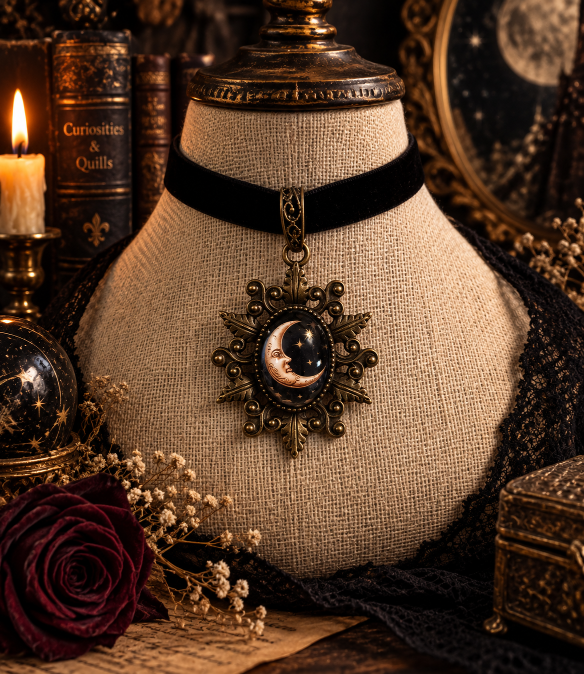 Curiosity Star Choker - Crescent Moon