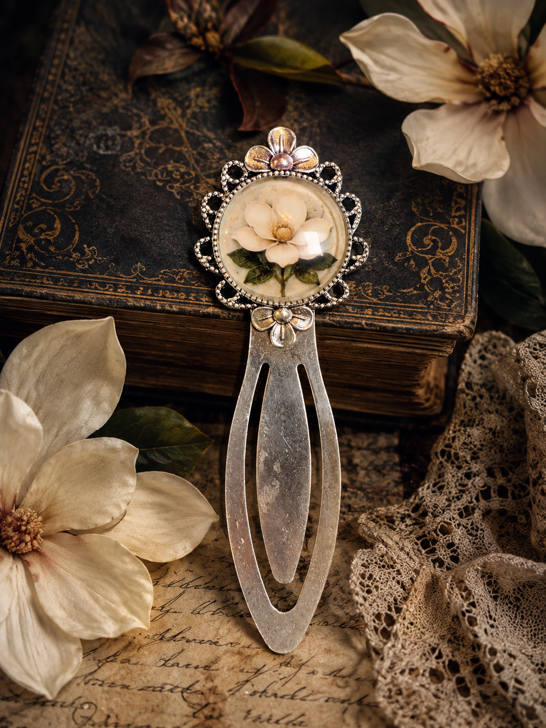 Magnolia in Bloom — Vintage Style Bookmark