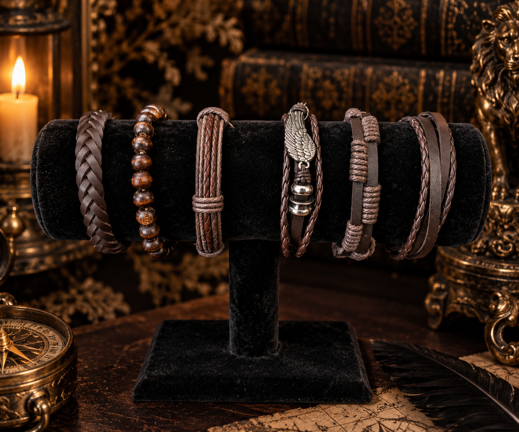 The Fallen Wing — Braided Leather Feather Bracelet