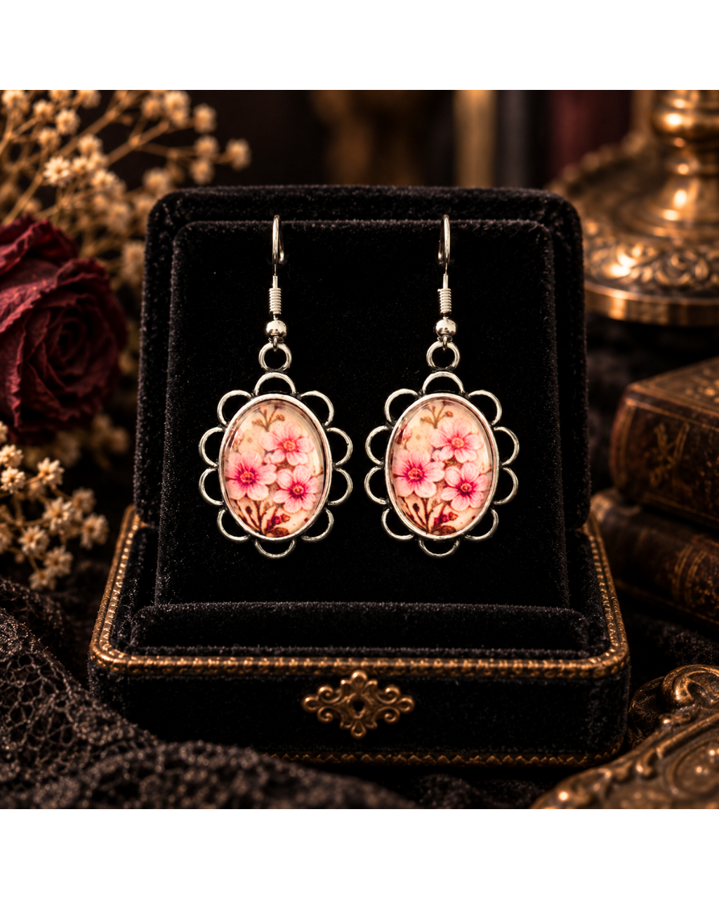 Cherry Blossom Reverie — Vintage Style Earrings
