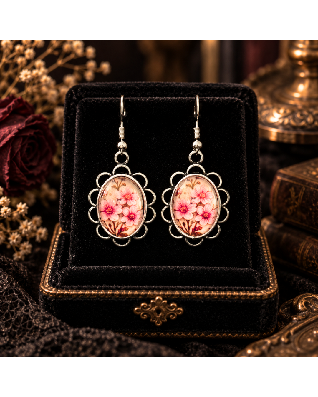 Cherry Blossom Reverie — Vintage Style Earrings